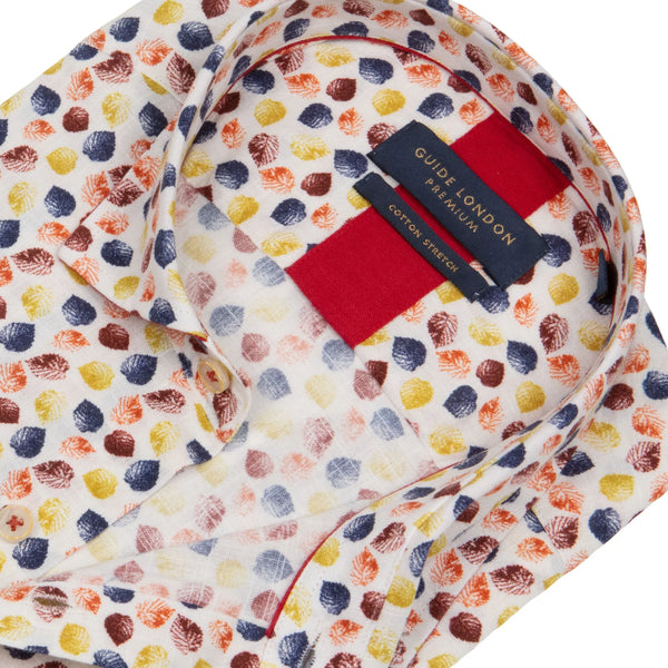 Guide London Colourful Leaves Short Sleeve Shirt - Cotton Blend