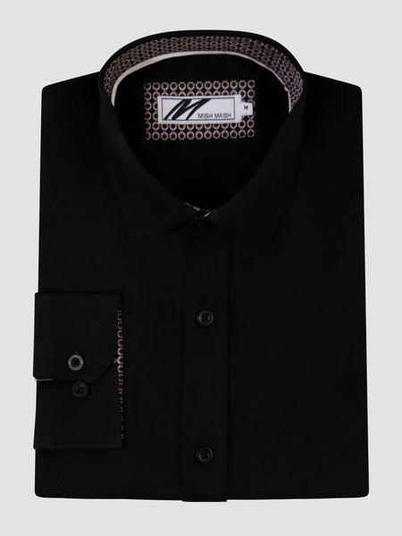 MishMash Rosewood Long Sleeve Black Stretch Shirt